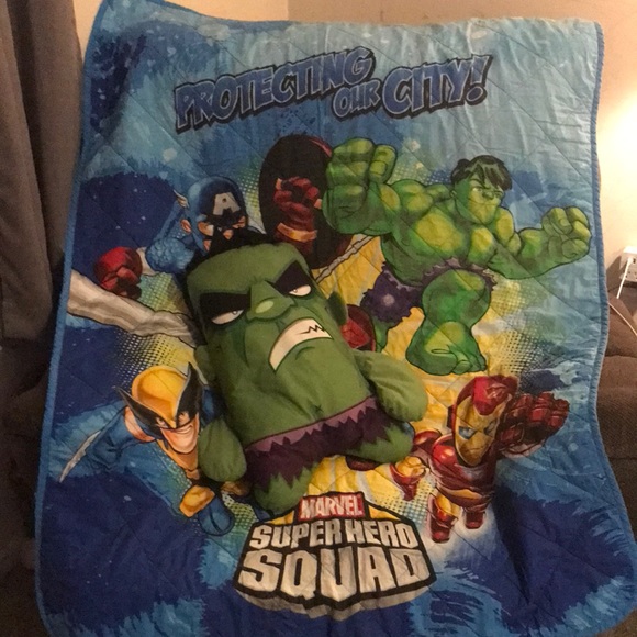 Marvel Y2K Toddler Comforter and Hulk Pillow Superheroes Squad - Picture 1 of 9